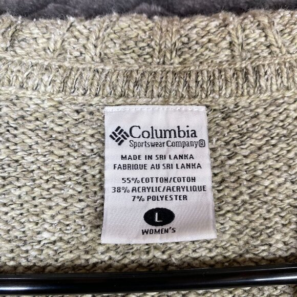 Columbia Hooded Knit Zip-Up Cardigan Sweater Beige Cotton Blend,Womens size L - Picture 3 of 8